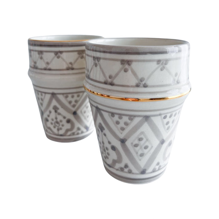 gray motif moroccan ceramic cup