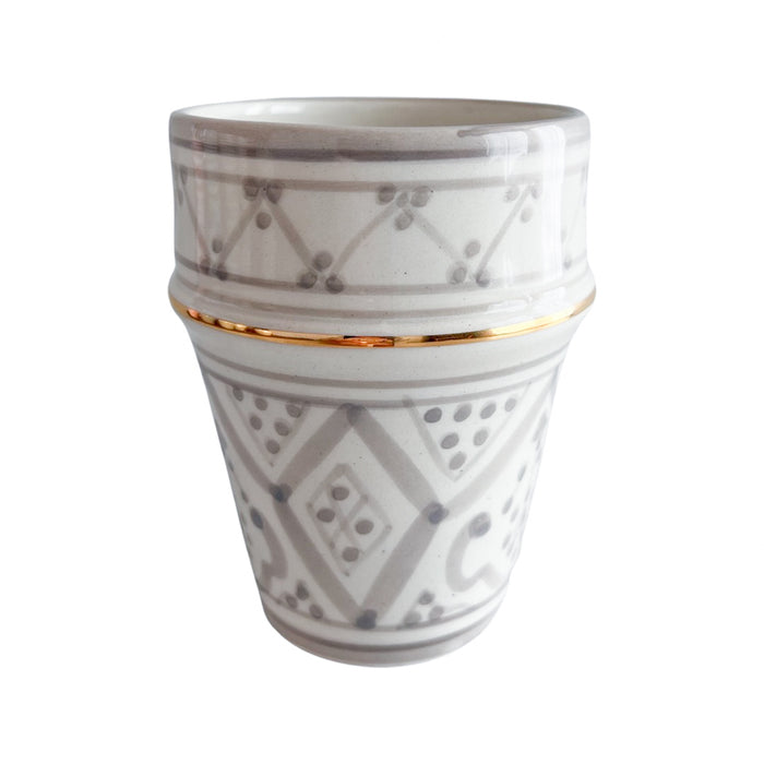 gray motif moroccan ceramic cup