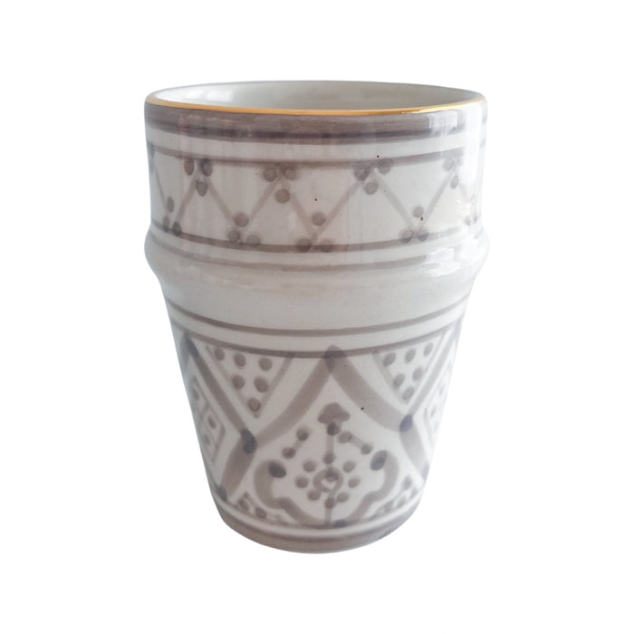 gray motif moroccan ceramic cup