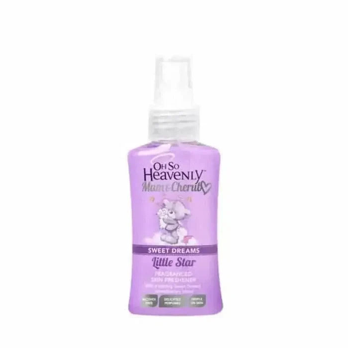 Oh So Heavenly Mum & Cherub Baby Skin Freshener Sweet Dreams 90ml bottle with lavender scent and glycerine hydration.