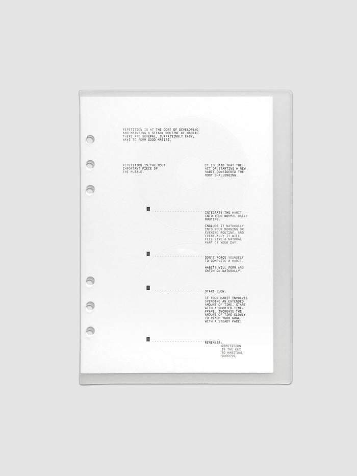 On Repeat Planner Cover + Dashboard Set  shown in size A5, pre-punched for 6-ring binders.