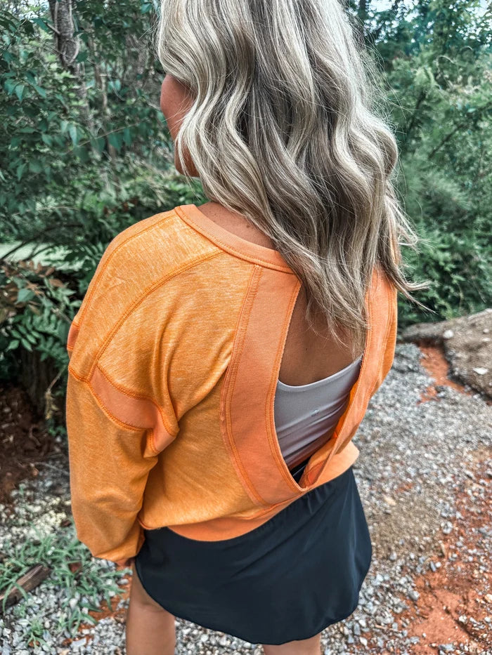 OPEN BACK Active Pullover in Orange // ships in about a week