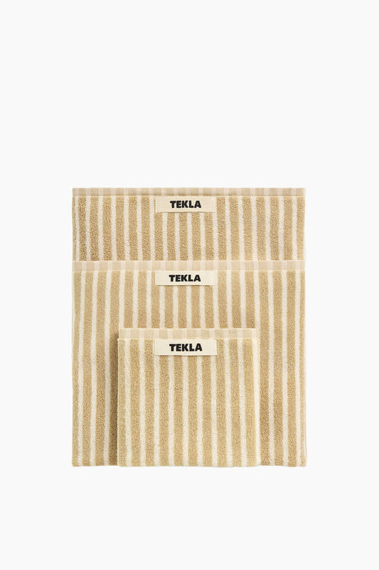 Organic Cotton Striped Towels & Bath Mat | Ivory