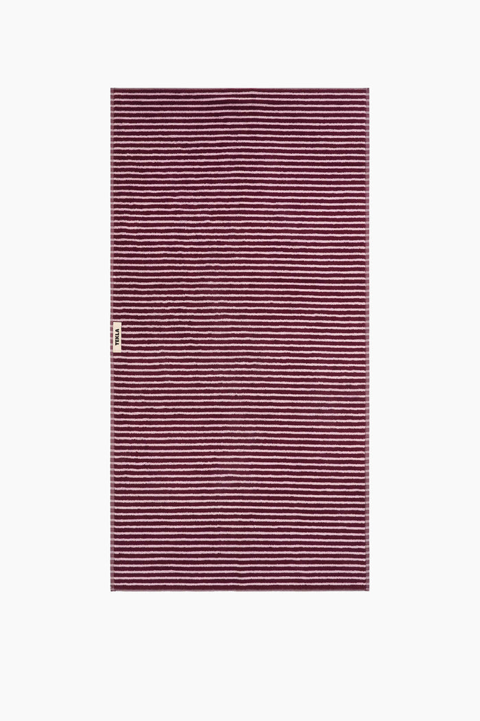 Organic Cotton Striped Towels & Bath Mat | Red & Rose