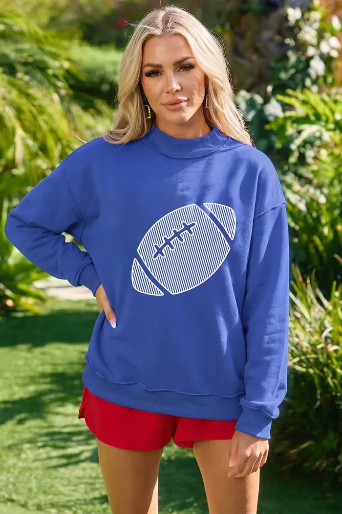 Oversize Drop Shoulder Reversible Football Sweatshirt