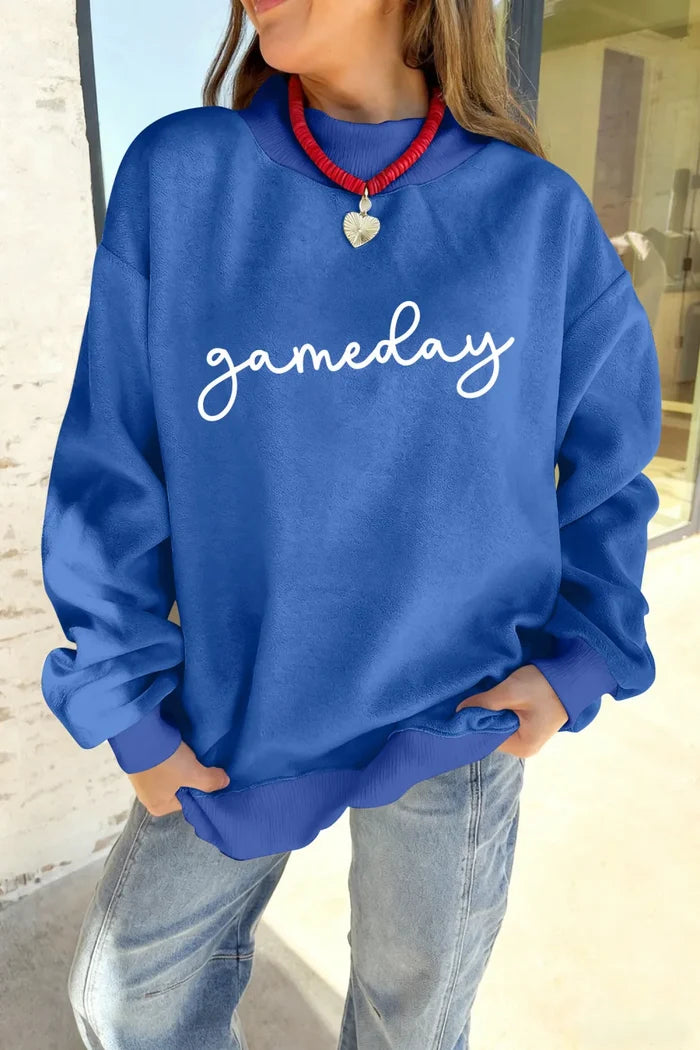 Oversize Drop Shoulder Reversible Football Sweatshirt