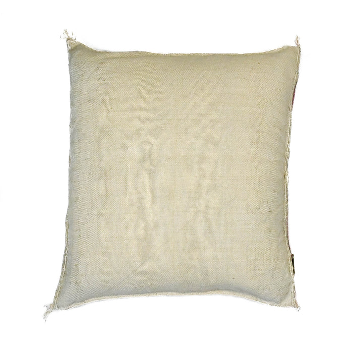 Pebble VIII Artisanal Handmade Moroccan embroidered cactus silk sabra pillow bright beige handwoven