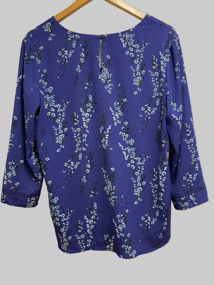 Phase Eight V-Neck Purple Print Top UK 12 EU 40