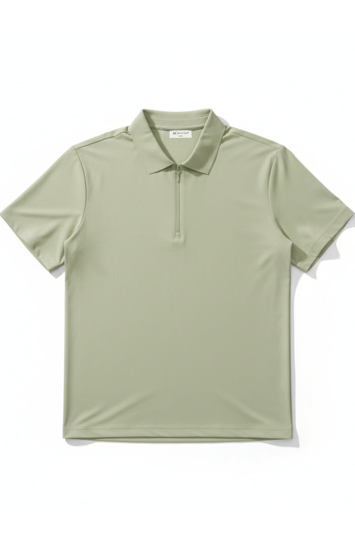 Pista Green - Stitchless Zip Polo T-shirt