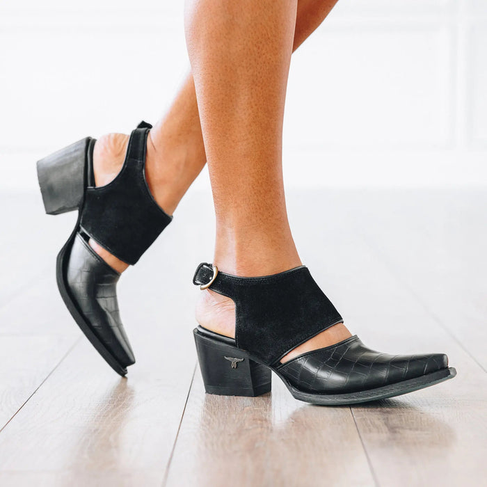 Plain Jane Slingback Mule - Soft Black Suede