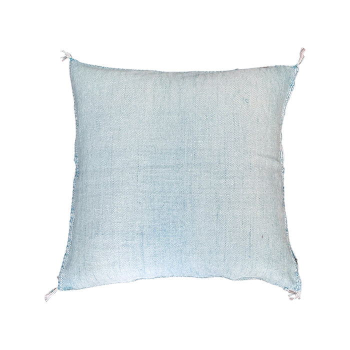 Artisanal Handmade Moroccan embroidered cactus silk sabra pillow handwoven blue turquoise aqua