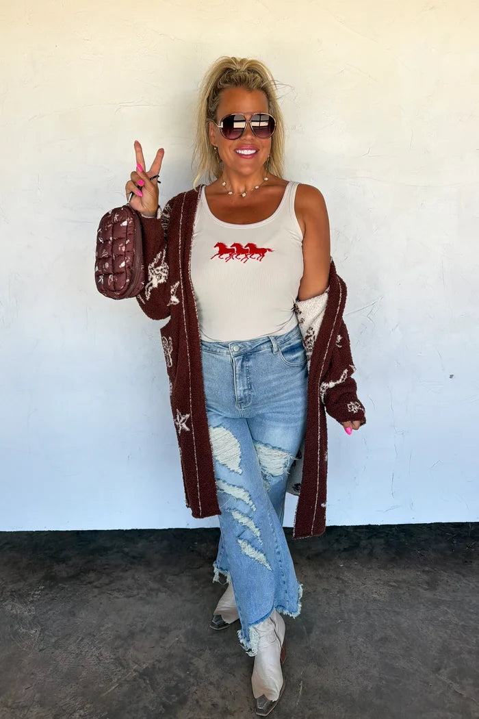 PREORDER: Embroidered Horse Tank // eta Sept