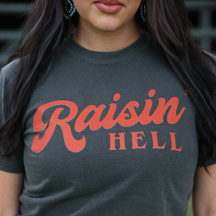 FestiviTees Women - Apparel - Shirts - T-Shirts Raisin’ Hell Retro Red Script Tee Soft Graphic Tee