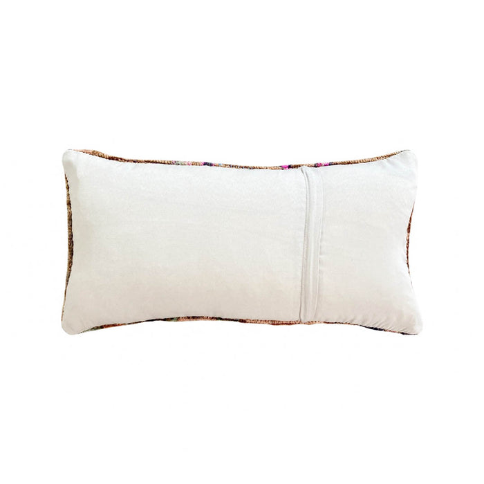 Rhiannon Handmade traditional Turkish oushak pillow cover made with vintage rugs 12x24 brown blue pink
