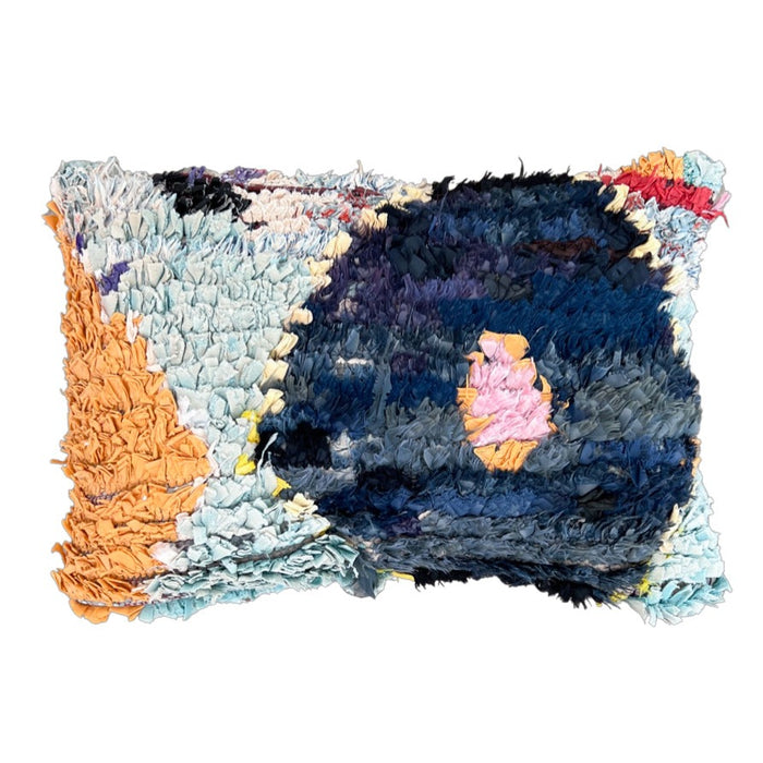 Robbie Moroccan Boucherite Berber Lumbar Pillow blue yellow