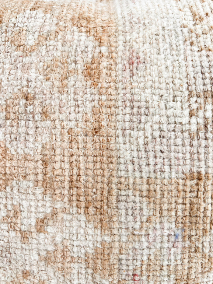 Handmade traditional Turkish oushak pillow cover made with vintage rugs 16x16 beige tan taupe