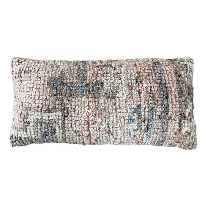 Handmade traditional Turkish oushak pillow cover made with vintage rugs 12x24 pastel