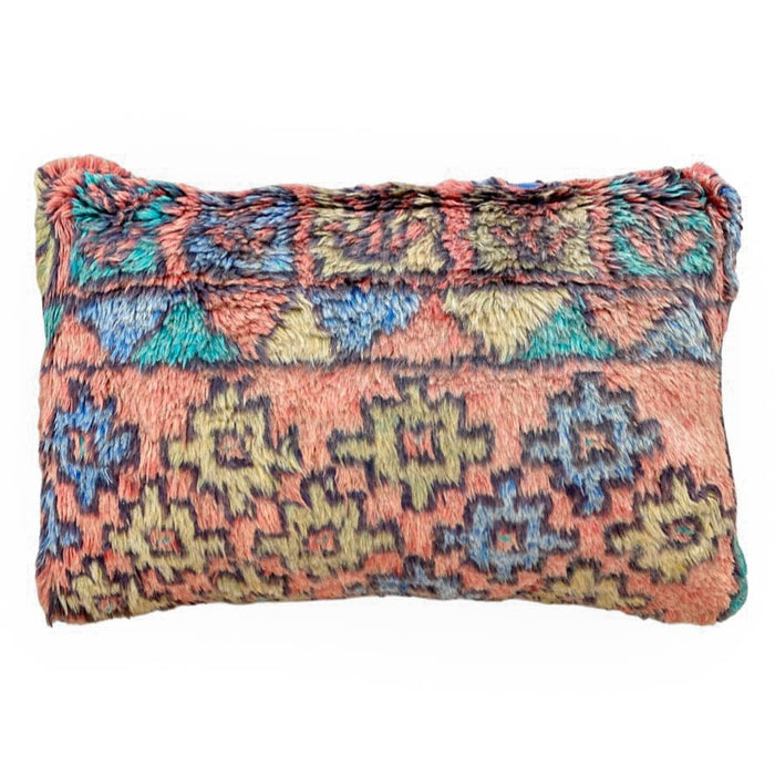 San Jose Handmade traditional Turkish oushak pillow cover made with vintage rugs 16x24 rust green blue