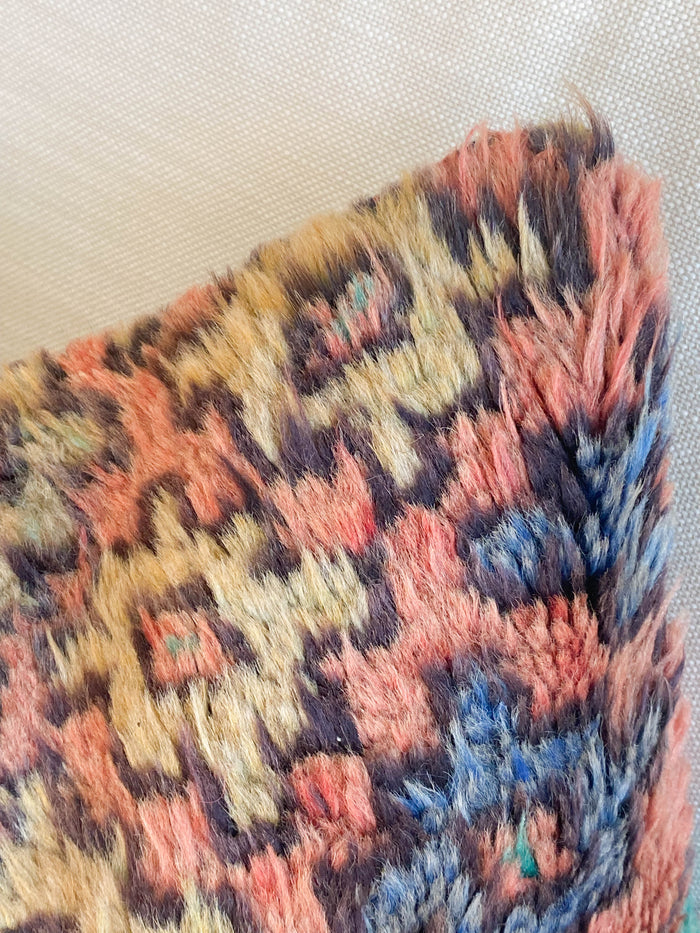 San Jose Handmade traditional Turkish oushak pillow cover made with vintage rugs 16x24 rust green blue