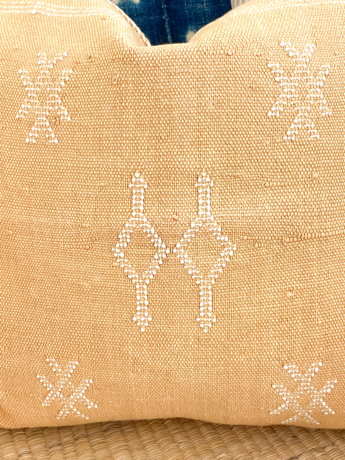 Sandstone V Artisanal Handmade Moroccan embroidered cactus silk sabra pillow orange handwoven
