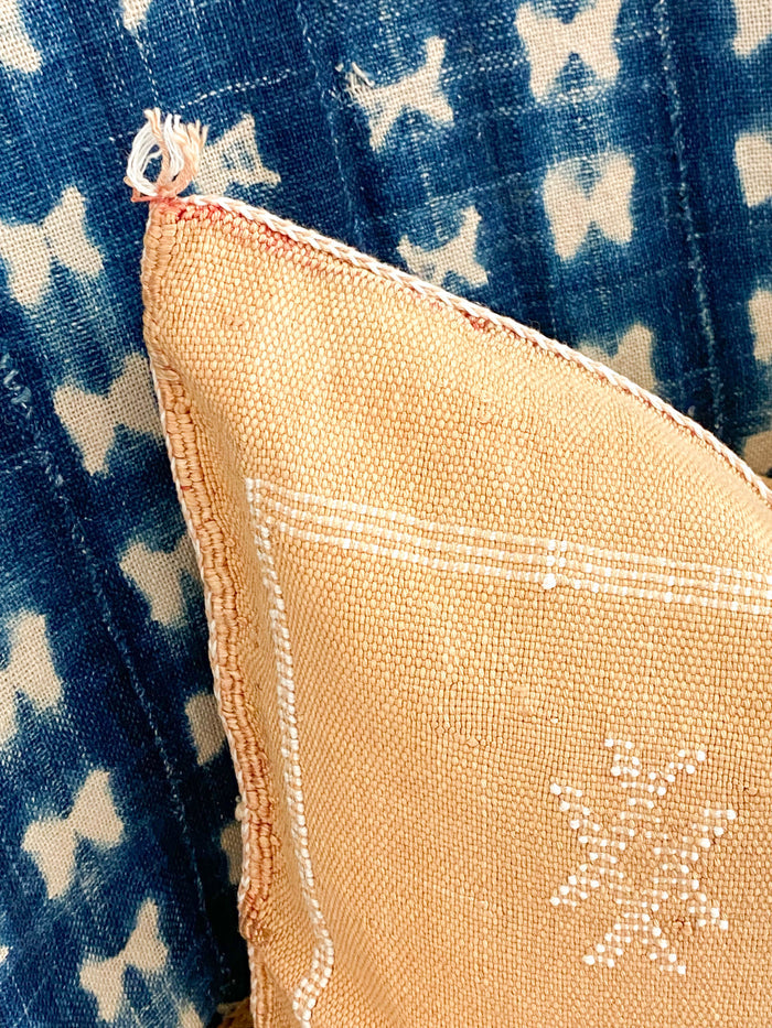 Sandstone V Artisanal Handmade Moroccan embroidered cactus silk sabra pillow orange handwoven