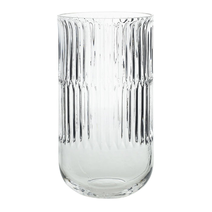large ridged clear glass vase