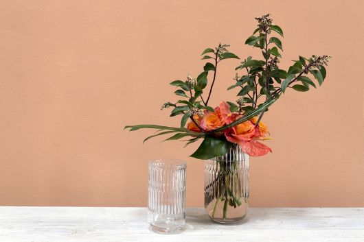 large ridged clear glass vase