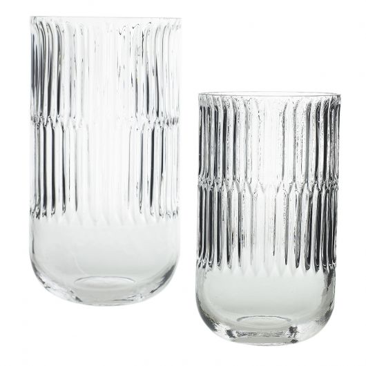 small ridged glass vase