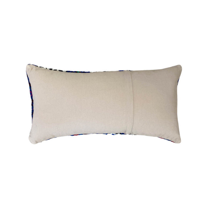 Handmade traditional Turkish kilim pillow cover made with vintage rugs 12x24 blue white