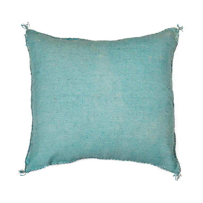 Sky XV Artisanal Handmade Moroccan embroidered cactus silk sabra pillow bright blue handwoven