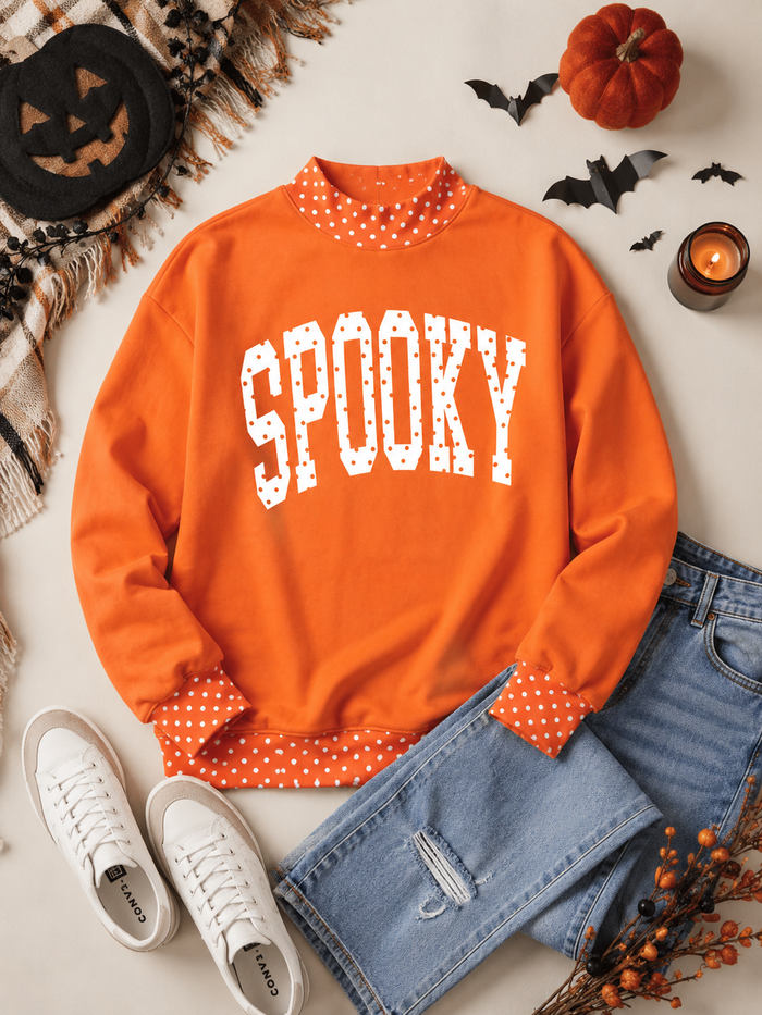 Spooky Polka Dot Mock Neck Sweatshirt