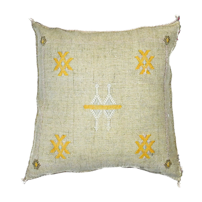 Moroccan embroidered cactus silk sabra pillow gray