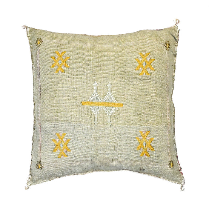 Moroccan embroidered cactus silk sabra pillow gray