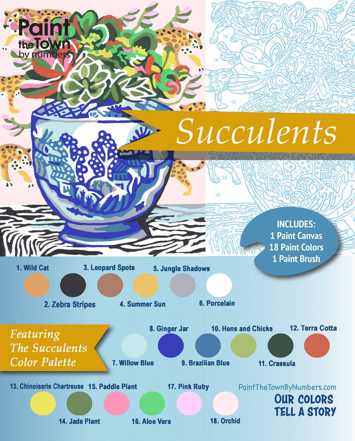 Succulents Paint by Number Kit 8”x10”