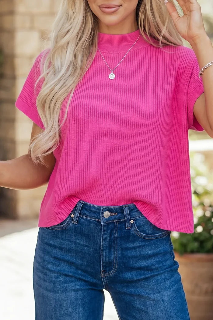 Sweet Style Loose Ribbed Sweater Top