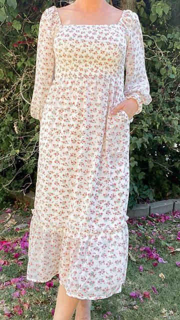Tallulah Square Neck Ditsy Floral Midi Dress by www.thehouseofblondie.com