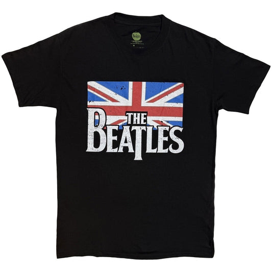 BEATLES, THE - DROP T LOGO & VINTAGE FLAG - T-Shirt Black