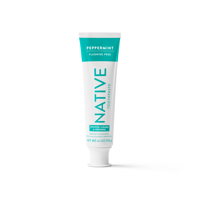 Native peppermint toothpaste tube on a white background