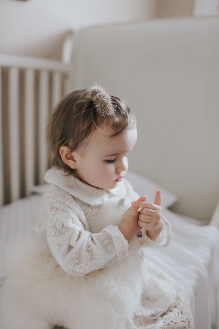 Triple Mink Pom Hair Clip - Petit Maison Kids