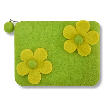 Two Flowers Coin Purse Green