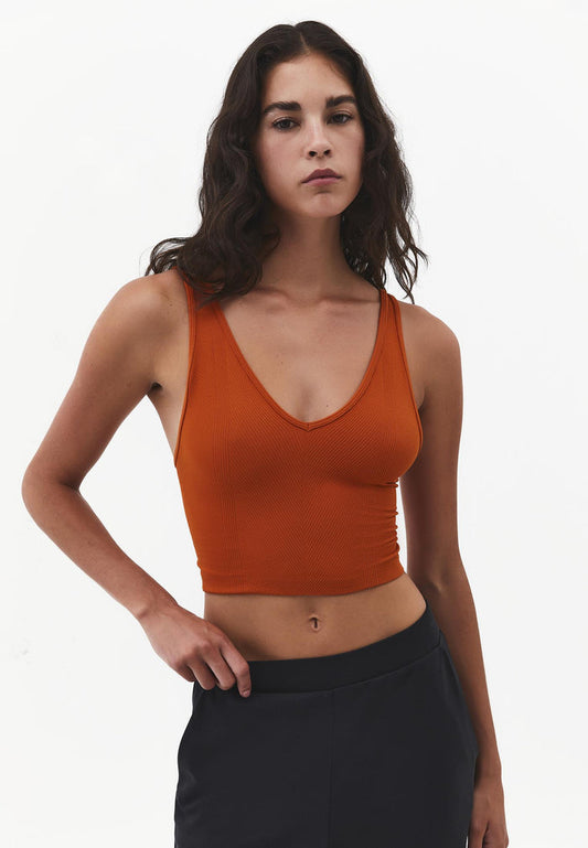 V Neck Bodycon Top - GOLD FLAME