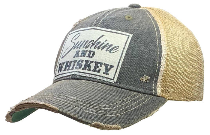 Vintage Life - Sunshine & Whiskey Distressed Trucker Cap