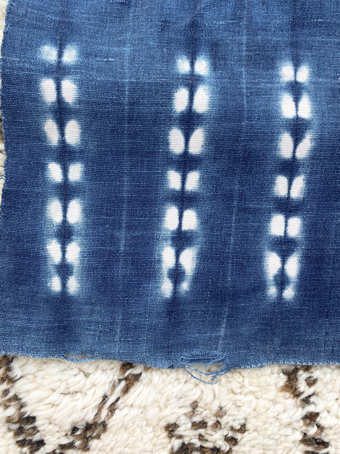 West African Mali Shibori Indigo Mud Cloth Throw II