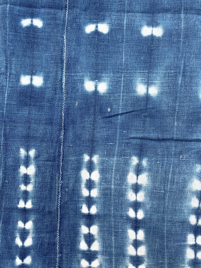 West African Mali Shibori Indigo Mud Cloth Throw II