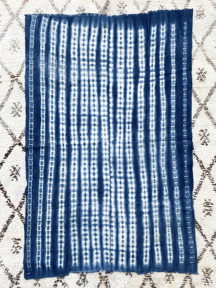 West African Mali Shibori Indigo Throw IX