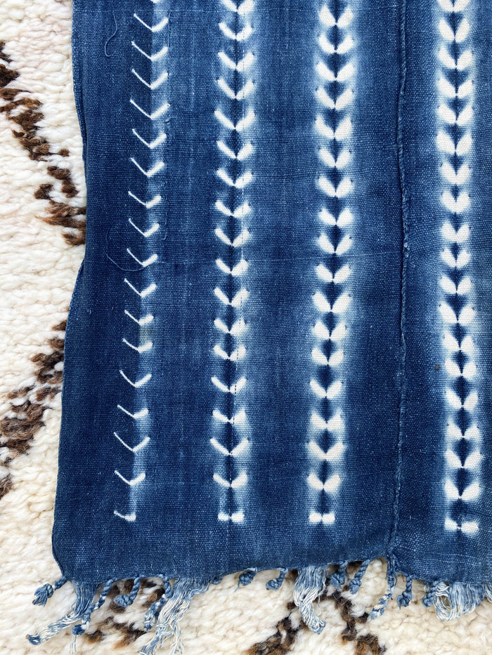 West African Mali Shibori Indigo Throw VIII