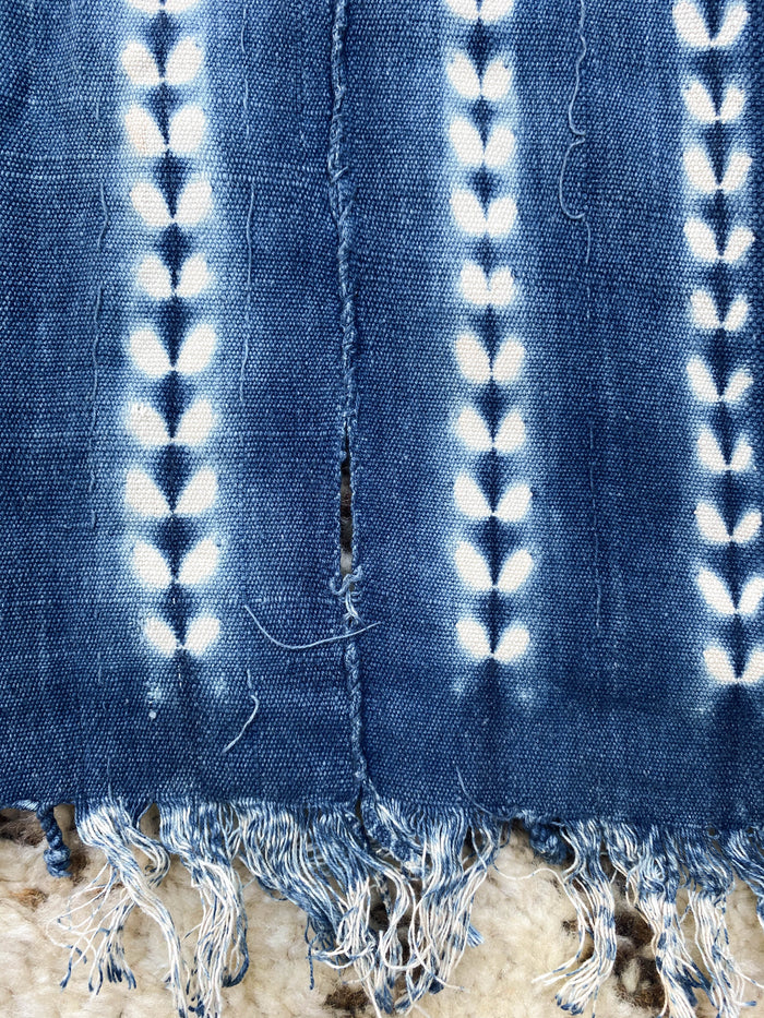 West African Mali Shibori Indigo Throw VIII