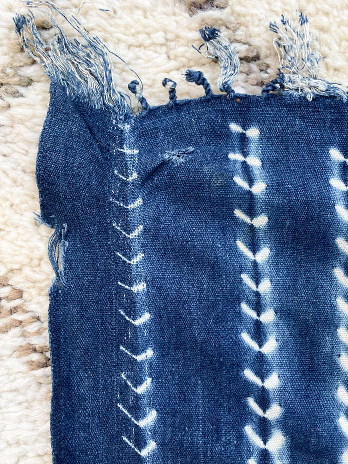 West African Mali Shibori Indigo Throw VIII