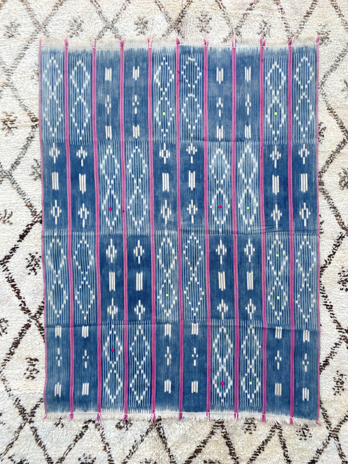 West African Mali Shibori Indigo Throw X