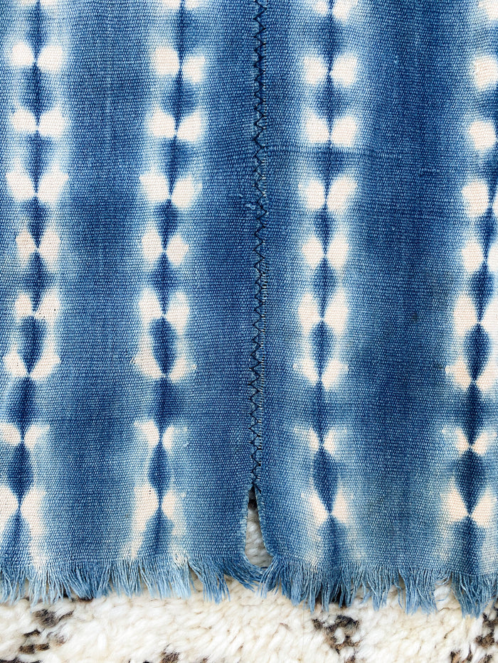West African Mali Shibori Indigo Throw XIV